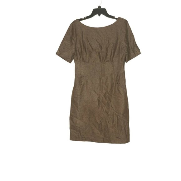 Antonio Melani Brown Academia Herringbone Wool Blend Dress 8 - Picture 1 of 11